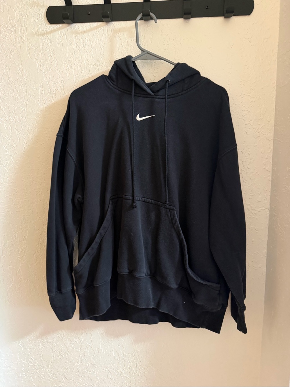 Nike Black Hoodie with White Swoosh Logo